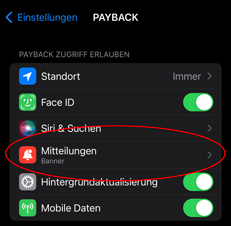 PAYBACK Permissions unter iOS