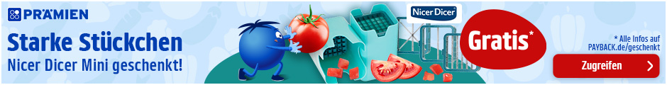 Prämien: Beim Kauf einer Aktionsprämie gibt's ein gratis Nicer Dicer mini dazu.