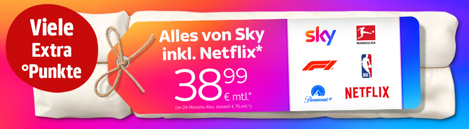 Viele Extra Punkte und alles von Sky für nur 38,99€ monatlich.