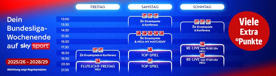 Die Bundesliga und 2. Bundesliga live für 24,99 € im Monat. Hier klicken.