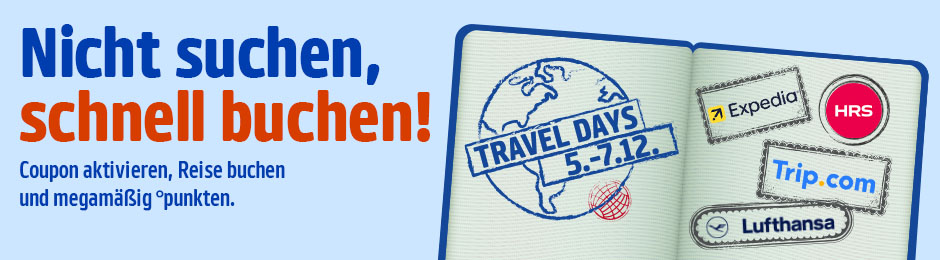 Coupon aktivieren, Reise buchen und megamäßig punkten. 