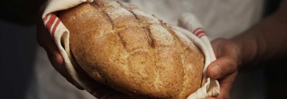 Jemand hält altbackenes Brot