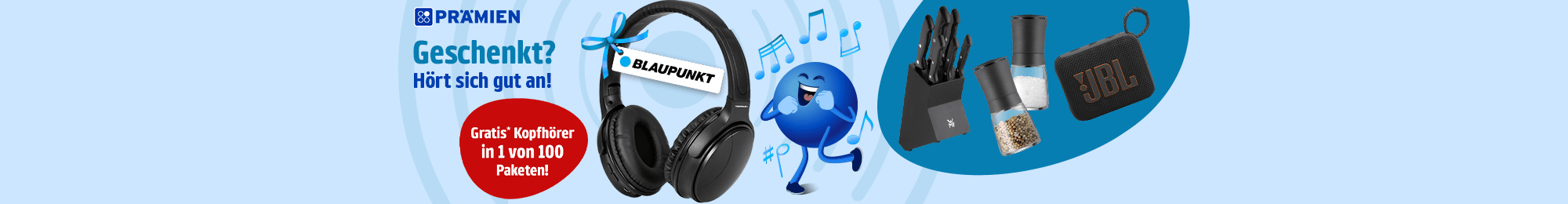Gratis Blaupunkt Kopfhörer in einem von 100 Paketen.