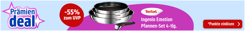 PAYBACK Prämien Deal: TEFAL Ingenio Emotion Pfannen-Set 4-tlg -55% zum UVP. Zur Aktionsseite.