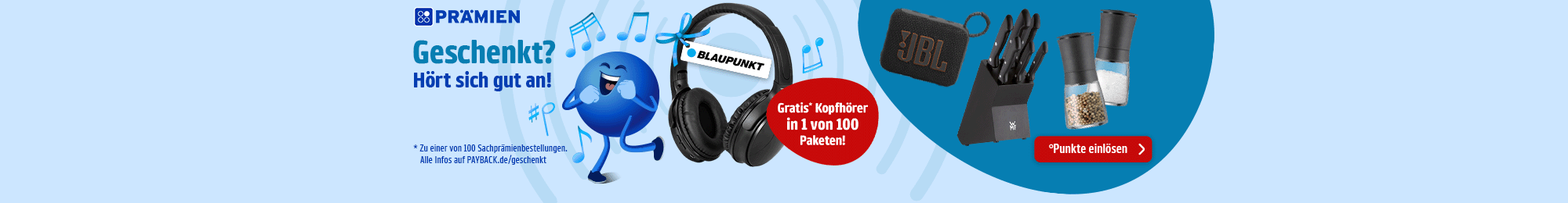 PAYBACK Prämien: Gratis Blaupunkt Kopfhörer in einer von 100 Bestellungen.