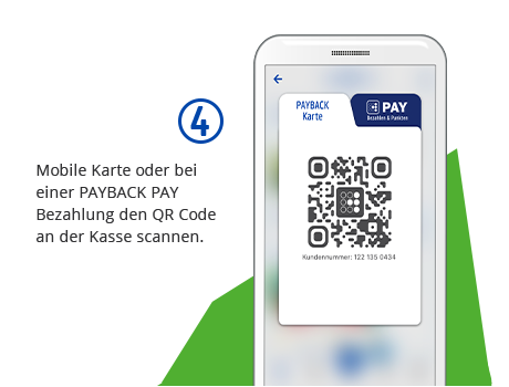 Mobile Kate oder bei einer PAY Bezahlung den QR Code an der Kasse scannen