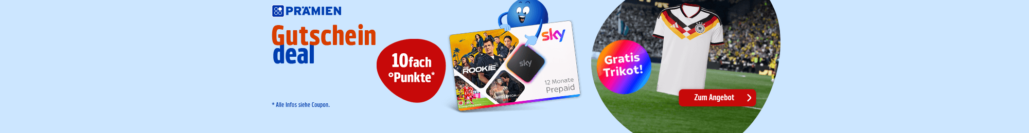 PAYBACK Prämien: Sichere dir jetzt xfach Punkte auf einen Sky Gutschein und erhalte ein Deutschland Trikot gratis dazu.