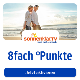 Jetzt bei sonnenklar.tv 8fach punkten. Hier Coupon aktivieren.