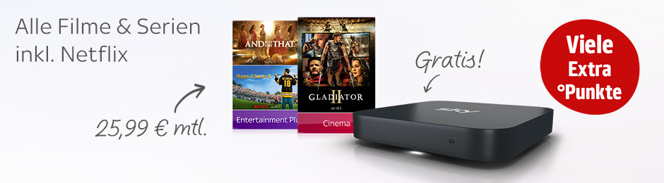 Alle Filme und Serien, inkl. Netflix für 25,99 € im Monat. Hier klicken.