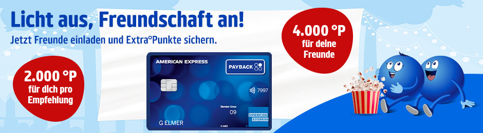 PAYBACK Amex empfehlen: 2.000 Extra-Punkte für dich pro Empfehlung. Jetzt informieren.