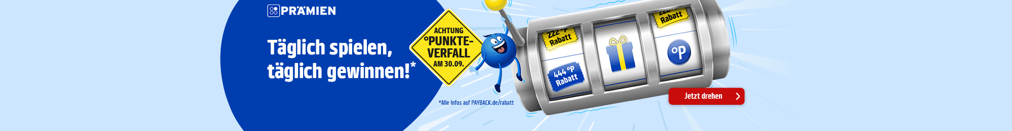 PAYBACK Prämien: Täglich drehen und Rabattcodes und Sachpreise gewinnen. Jetzt teilnehmen.