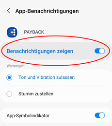 PAYBACK Permissions unter Android erlauben