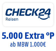 Jetzt bei Check24 Reisen 5.000 Extra °P ab MBW 1.000€. Hier Coupon aktivieren.