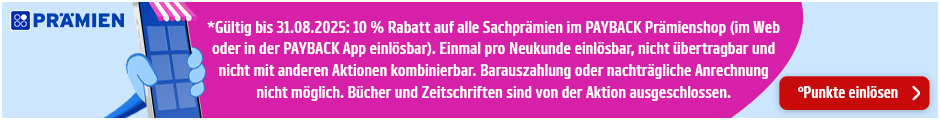 PAYBACK Prämien: 10% Rabatt auf deine erste Bestellung. Jetzt Punkte einlösen.