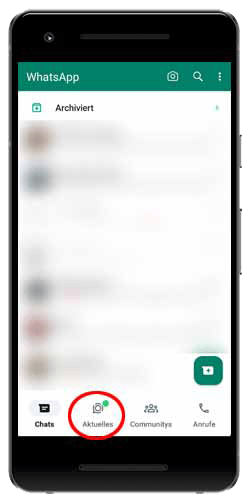 Der Punkt zeigt einen neuen WhatsApp-Status an