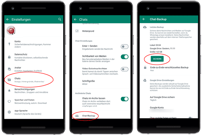 WhatsApp-Backup unter Android erstellen