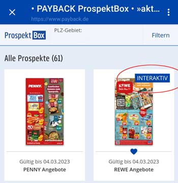 Prospekte in der PAYBACK Prospektbox