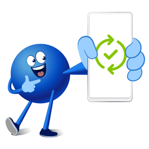 Ein Pointee hält stolz sein Handy in die Luft