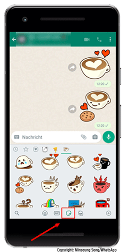 WhatsApp-Sticker im Menü finden