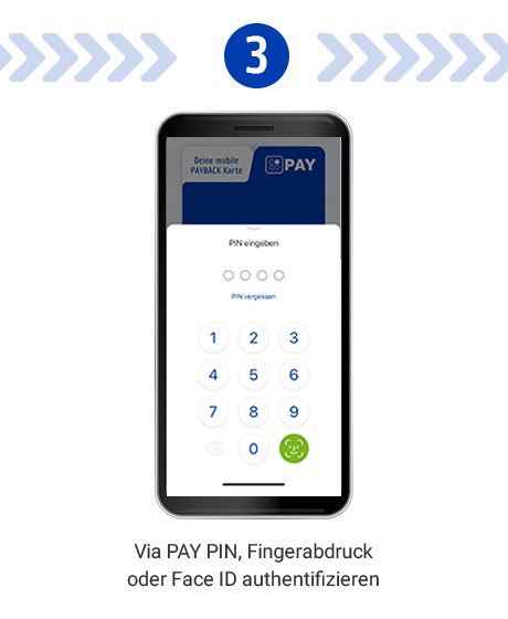 Via PAY PIN, Fingerabdruck oder Face ID authentifizieren