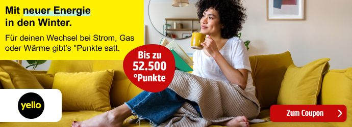 Yello: Bis zu 52.500 Punkte pro Abschluss. Jetzt Energieanbieter wechseln. Hier klicken, um zum Coupon zu gelangen.