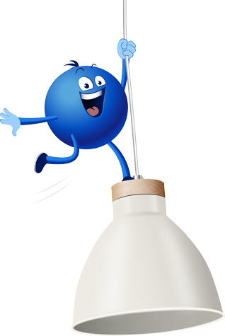 Ein Pointee schaukelt auf einer Lampe