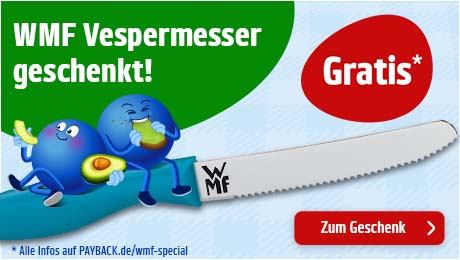 PAYBACK Prämien: Punkte einlösen und gratis WMF Messer geschenkt bekommen. Jetzt Punkte einlösen.