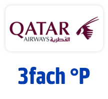 Jetzt bei Qatar Airways 3fach punkten. Hier Coupon aktivieren.