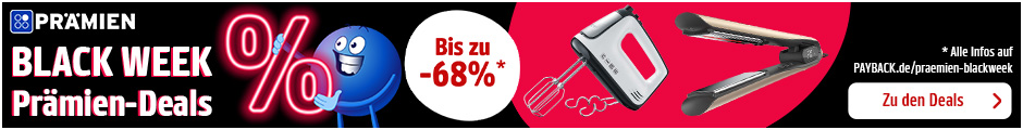 PAYBACK Prämien: Punkte einlösen und 20fach Punkte auf Sachprämien sichern. Zur Aktion.