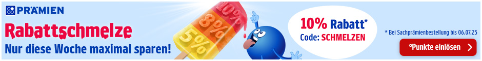 10% Rabatt auf phyische Prämien im Prämienshop! Achtung der Rabatt schmilzt. Jetzt Punkte einlösen.