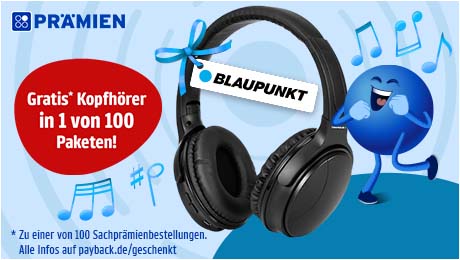 PAYBACK Prämien: Gratis Blaupunkt Kopfhörer in einem von 100 Paketen. Jetzt Punkte einlösen.