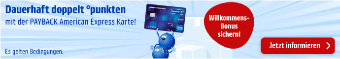 Dauerhaft bei PAYBACK Partnern doppelt °punkten mit der PAYBACK American Express Karte!