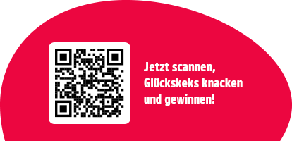 Jetzt den QR-Code scannen, Glückskeks knacken und gewinnen!
