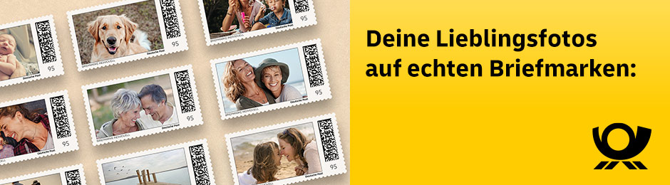 Deine Lieblingsfotos auf echten Briefmarken. Hier klicken!