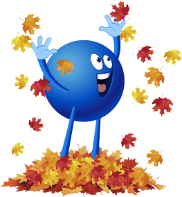 Ein Pointee freut sich über den Herbst und spielt quietschvergnügt im Laub.