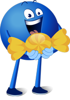 Ein Pointee freut sich sehr über einen frisch ergatterten gelben Bonbon.