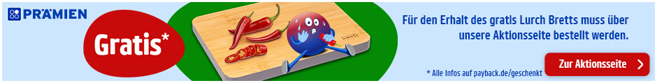 Beim Kauf einer Aktionsprämie gibt es ein gratis Lurch Schneidebrett geschenkt! Zur Aktionsseite.