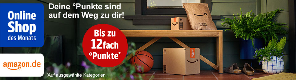 im online shop des monats amazon jetzt 12fach in ausgewählten kategorien punkten. Hier klicken.